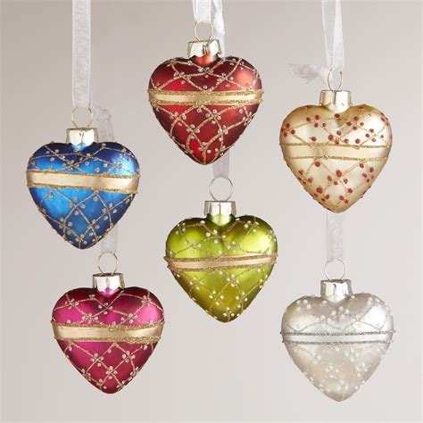 Glass Mini Heart Ornaments, Set of 6 | World Market | Mini ornaments, Unique christmas ornaments ...
