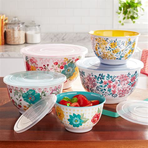 The Pioneer Woman 10 Piece Melamine Mixing Bowl Set Fancy Flourish