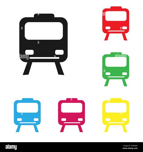 Electric Train Icon Set Of Colored Silhouettes Of Electric Trains