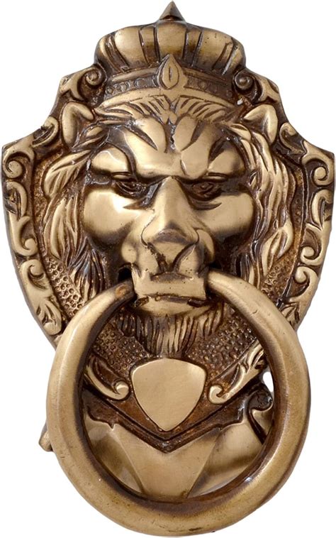 Vintage Solid Brass Lion Head Door Knocker Majestic Shiny Etsy