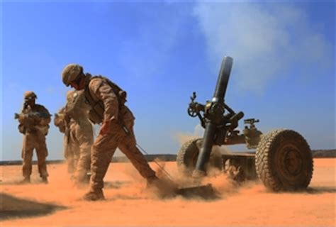 Us Marines Fire An M327 120mm Towed Mortar System