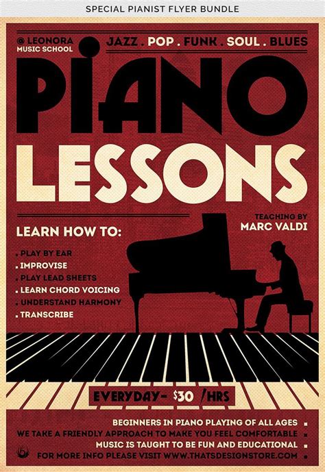 Special Pianist Flyer Bundle Piano Lessons Flyer Lesson