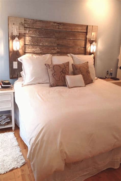 Pallet Diy Rustic Headboard With Lighting Fixtures Ideas But That Would