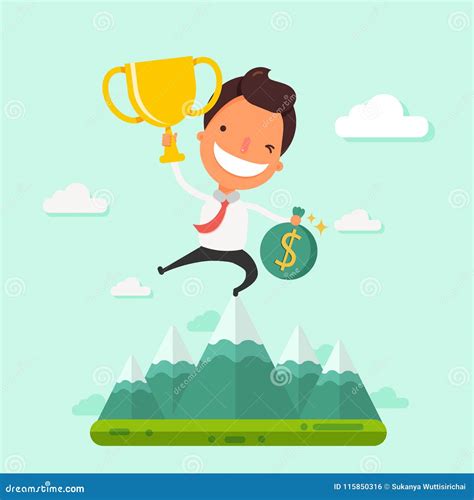 Business Cartoon Character Successvector Illustration Stock