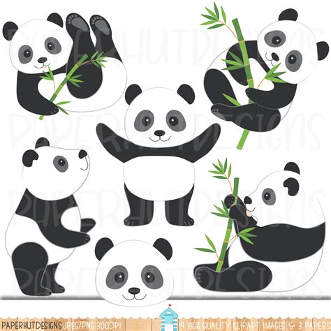 Panda Clipartcute Panda Clip Artpanda Clipart And Digital Etsy Uk