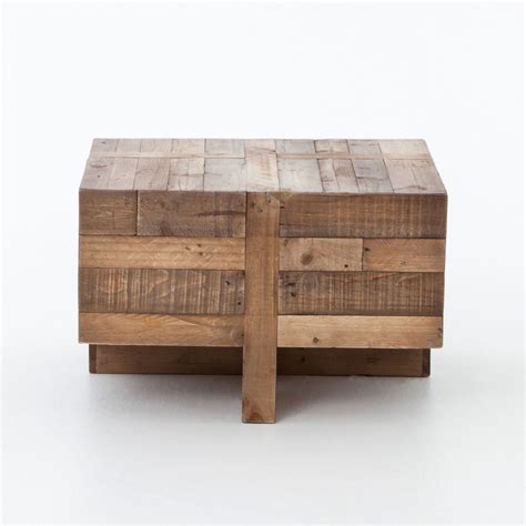 Angora Reclaimed Wood Square Side Table Zin Home