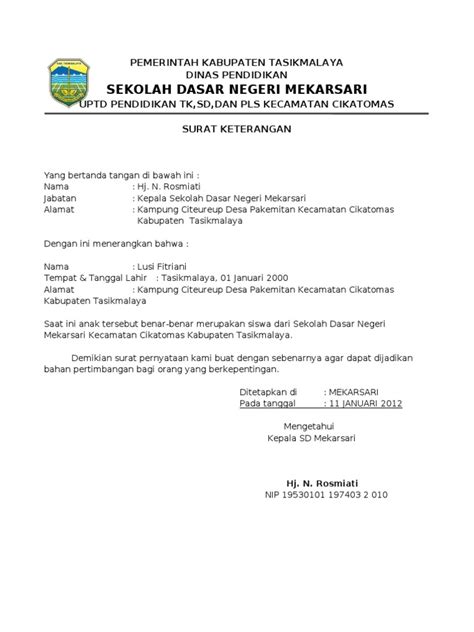 Tatang tempat tanggal lahir : Surat keterangan DO.doc