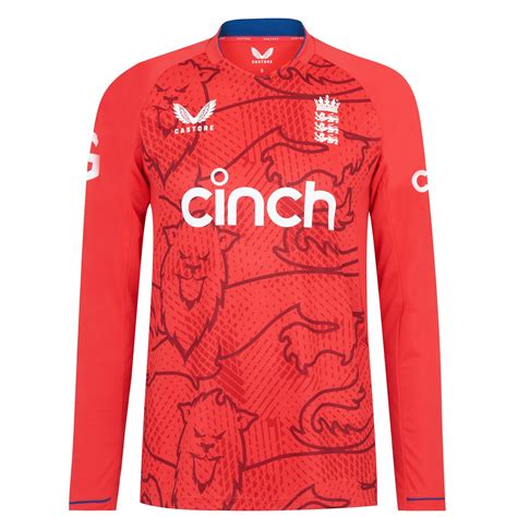 Castore England Cricket T20 Long Sleeve Shirt Mens Red