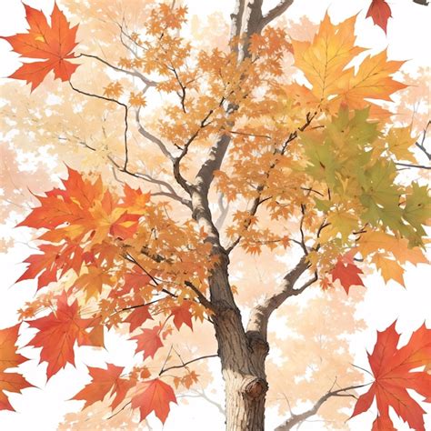 Premium Ai Image Watercolor Maple Tree Illustration