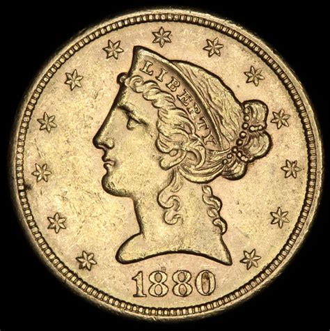 Gold type coins are prized for their beauty, history, and value. 1880-S $5 Five Dollars Liberty Head Half Eagle Gold Coin | Pristine Auction