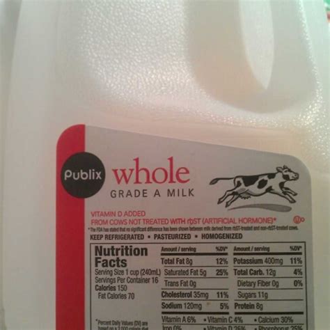 16 oz whole milk calories