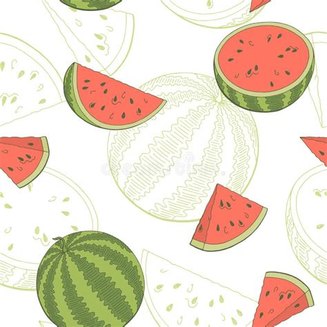 Watermelon Graphic Color Seamless Pattern Sketch Illustration Stock