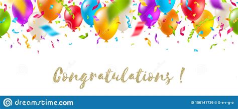 Congratulations Celebratory Greeting Banner Multicolored Balloons