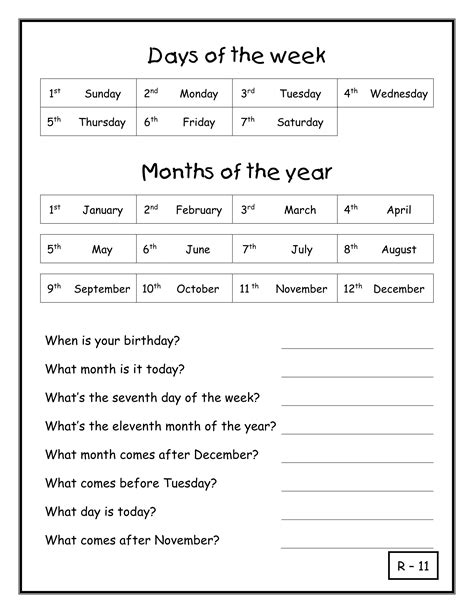 Days Months Seasons Holiday Parts Of The Day Miss English
