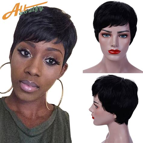 Allaosify Wig Short Pixie Cut Wigs For Women Heat Resistant Synthetic