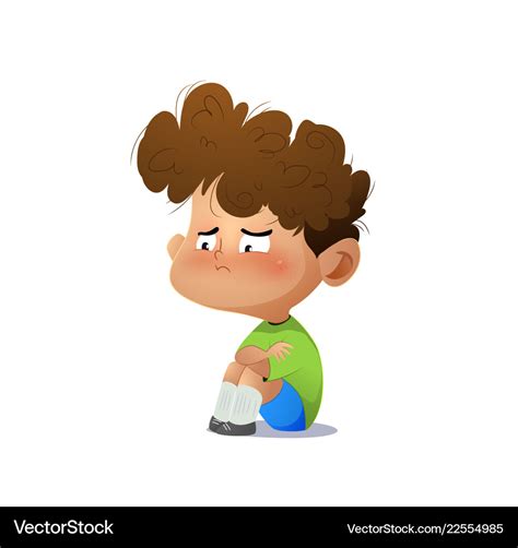 Cartoon Sad Boy Royalty Free Vector Image Vectorstock