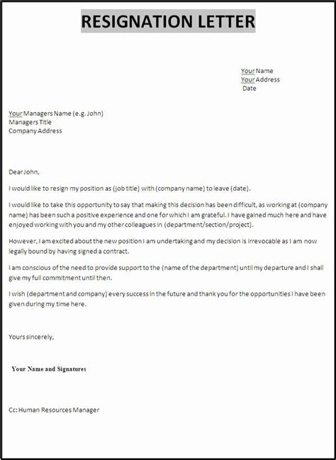 40 Professional Resignation Letter Template Markmeckler Template