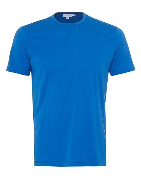 Sunspel Mens Plain T Shirt 100 Cotton Klein Blue Tee