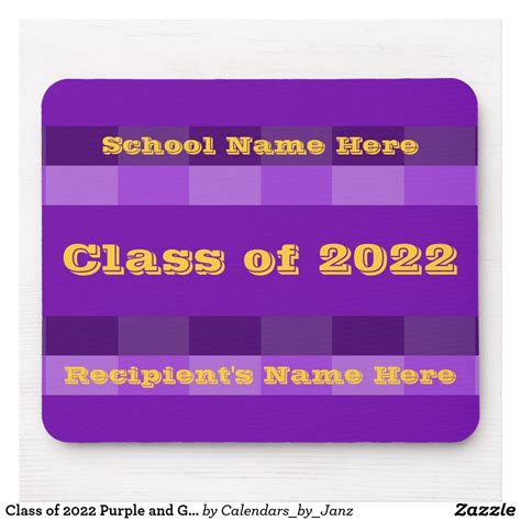 Class Of 2022 Purple And Gold Mousepad By Janz Custom Mouse Pads Fun