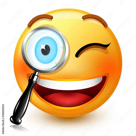 Cute Smiley Face Emoticon Or 3d Nerd Emoji Searching Something With A