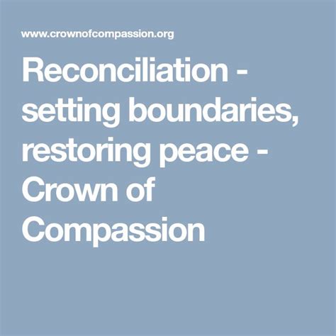 Reconciliation Setting Boundaries Restoring Peace Crown Of