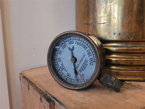 Antique Brass Steam Pressure Gauge