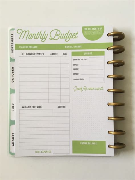 Happy Planner Budget Printables