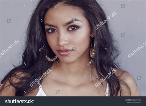 Beautiful Young Woman Long Dark Hair Stock Photo 1090309895 Shutterstock