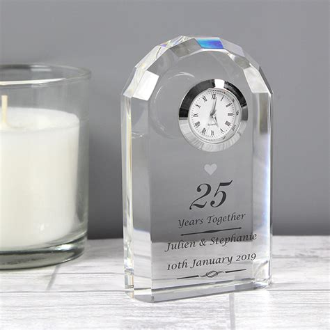 Welcome to the men's silver anniversary gift collection at novica. Personalised Silver Anniversary Crystal Clock | Love My Gifts