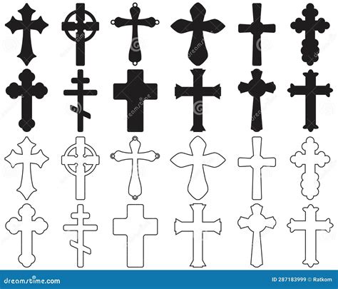 Silhouettes Of Different Crosses Stock Illustration Illustration Of