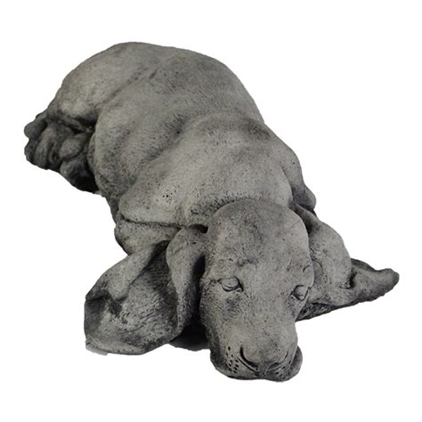 Laying Basset Hound Concrete Dog Statue Puppy Stone Sculpture For Yard