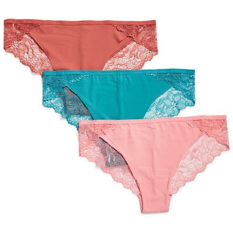 emerson women s microfibre lace briefs 3 pack salmon and teal cheeky bikinis women bikinis