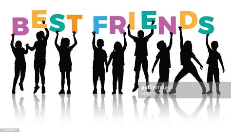 Children Silhouettes Holding Letters With Word Best Friends High Res