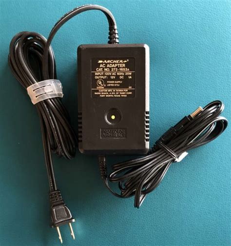 Radio Shack Archer Ac Adapter 273 1653a 120v Output 12 Vdc 1a For Sale