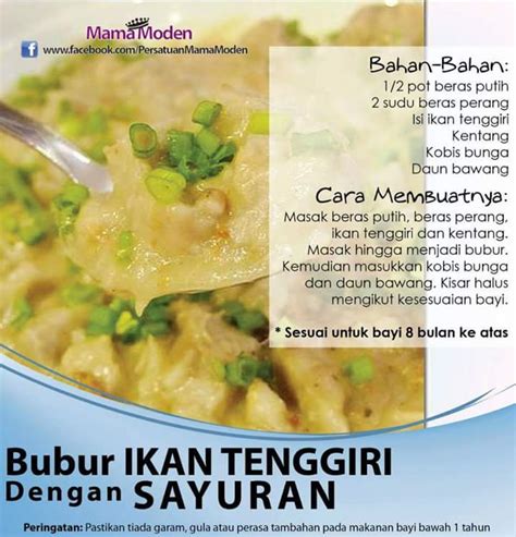 Berbeda dengan bayi 6 bulan, bayi 7 bulan sudah dapat memutar badan dan menegakkan punggungnya untuk dapat duduk lebih lama. Resepi Makanan Bayi : Bubur Ikan Tenggiri & Sayuran ...