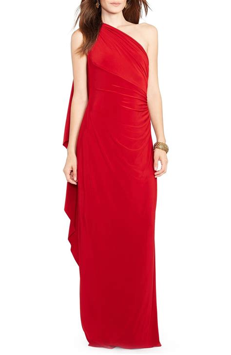 Lauren Ralph Lauren One Shoulder Jersey Gown Evening Gowns Elegant