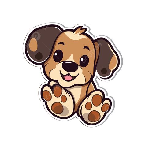 Clipart Ikon Anak Anjing Kartun Lucu Vektor Desain Stiker Dengan Cakar