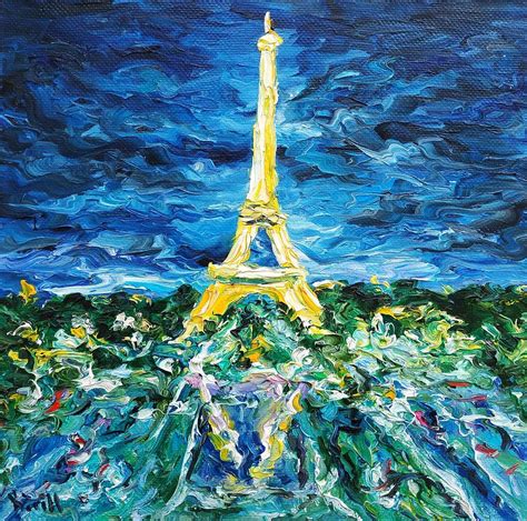 Eiffel Tower At Night Painting By Kirill Sukhanov Fine Art America