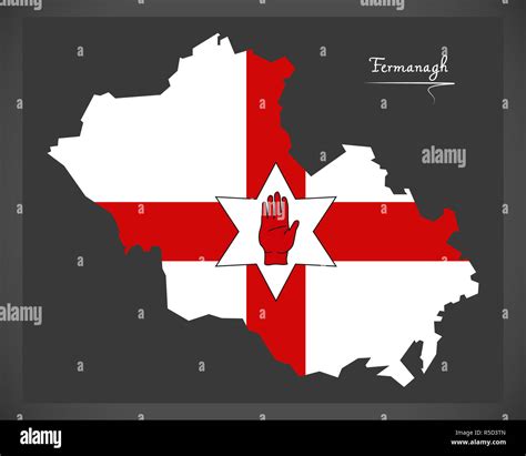 Fermanagh Northern Ireland Map With Ulster Banner National Flag