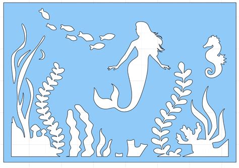 Mermaid Underwater Stencil Etsy