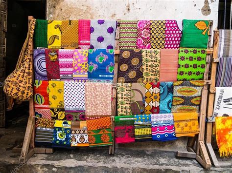 Traditional African Kangas And Other Materials Sold In Stone Town Zanzibar Stock Images Free