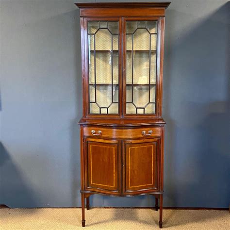 Edwardian Small Mahogany And Satinwood Display Cabinet Antique