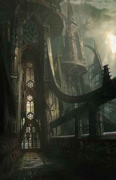Epic Futuristic Gothic Cathedral Illustration By James Paick Heroic