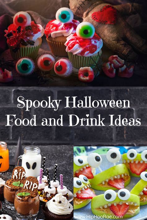 Spooky Halloween Food And Drink Ideas On A Table With Cupcakes Candy
