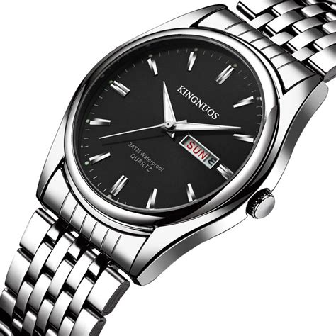 Classic Mens Silver Watches Business Luminous Date Stainless Steel 30m
