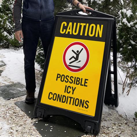 Caution Possible Icy Conditions Sidewalk Sign