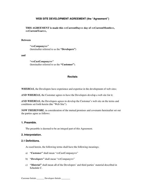 Web Developer Contract Template Free Printable Documents