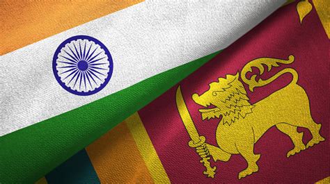 Sri Lanka And India Two Flags Together Textile Cloth Fabric Texture