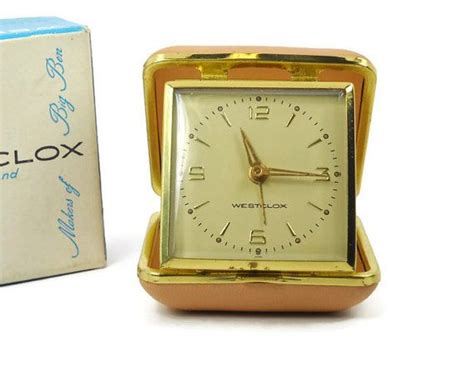 1960s Westclox Folding Travel Alarm Leather Snap Case Travel Alarm