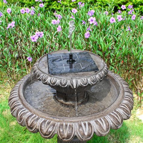 This way you can save money that you would otherwise have to spend on the electric bill that would come for operating the birdbath. Solar Power Two-Tier Bird Bath Water Fountain LED Light ...